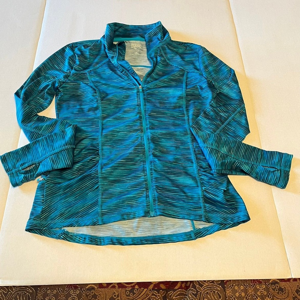 Everlast Women's Medium Slim Fit Full‎ Zip Activewear Jacket Multicolor Striped